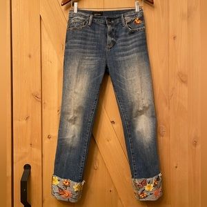 Anthropologie Driftwood Colette Embroidered Jeans